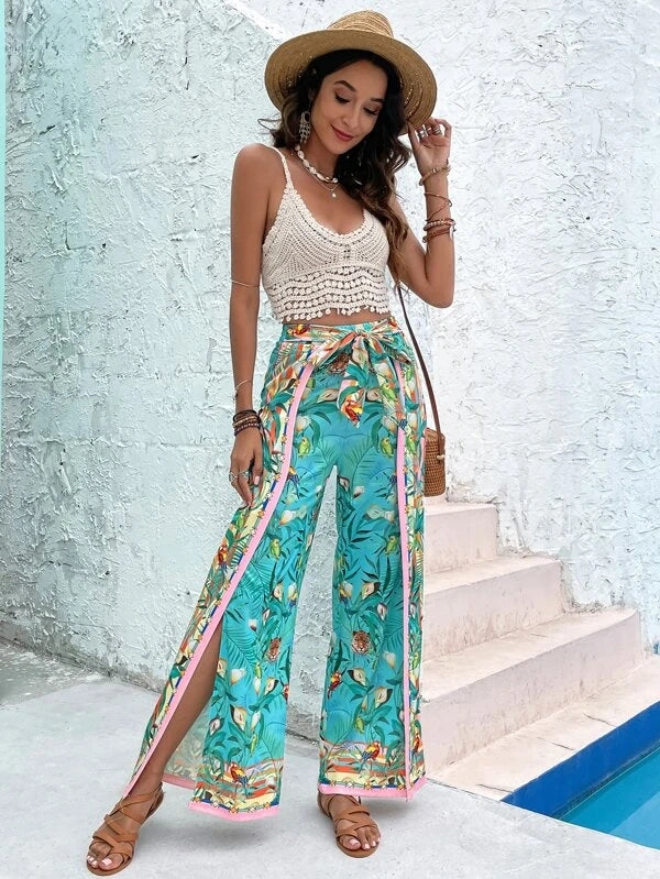 Women Summer Vacation Sleeveless Crochet Fringe Solid Crop Top Crochet hook Bella Mia